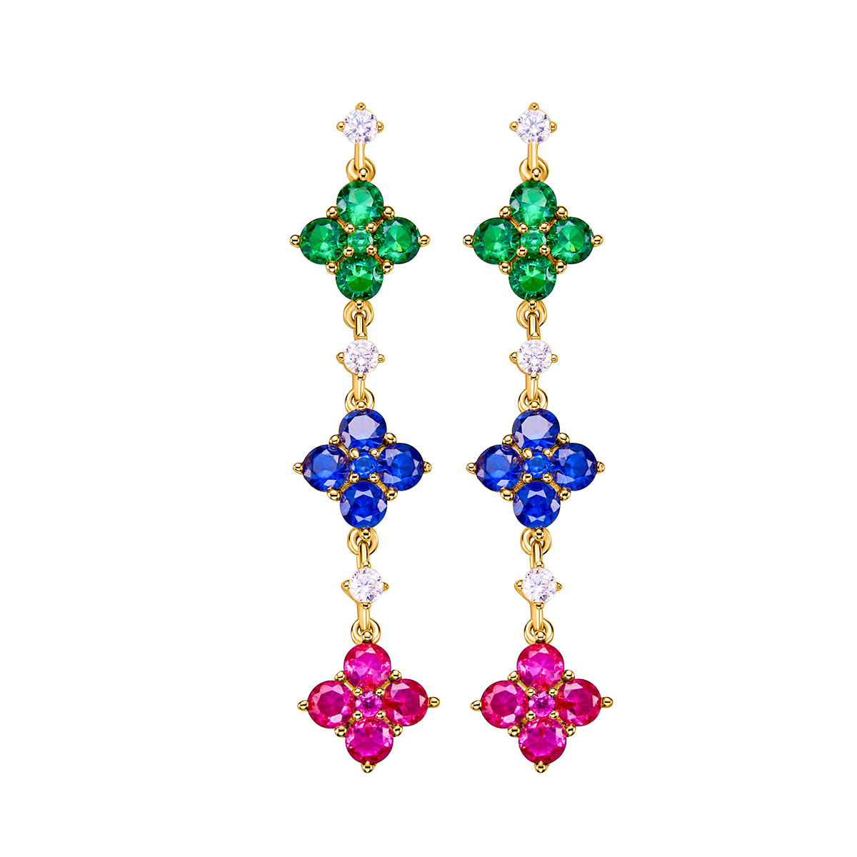 Love Wins Rainbow Zirconia Gold Drop Earrings Sterling Sliver Gold Plated - BLACK BY BLUE BRAVE