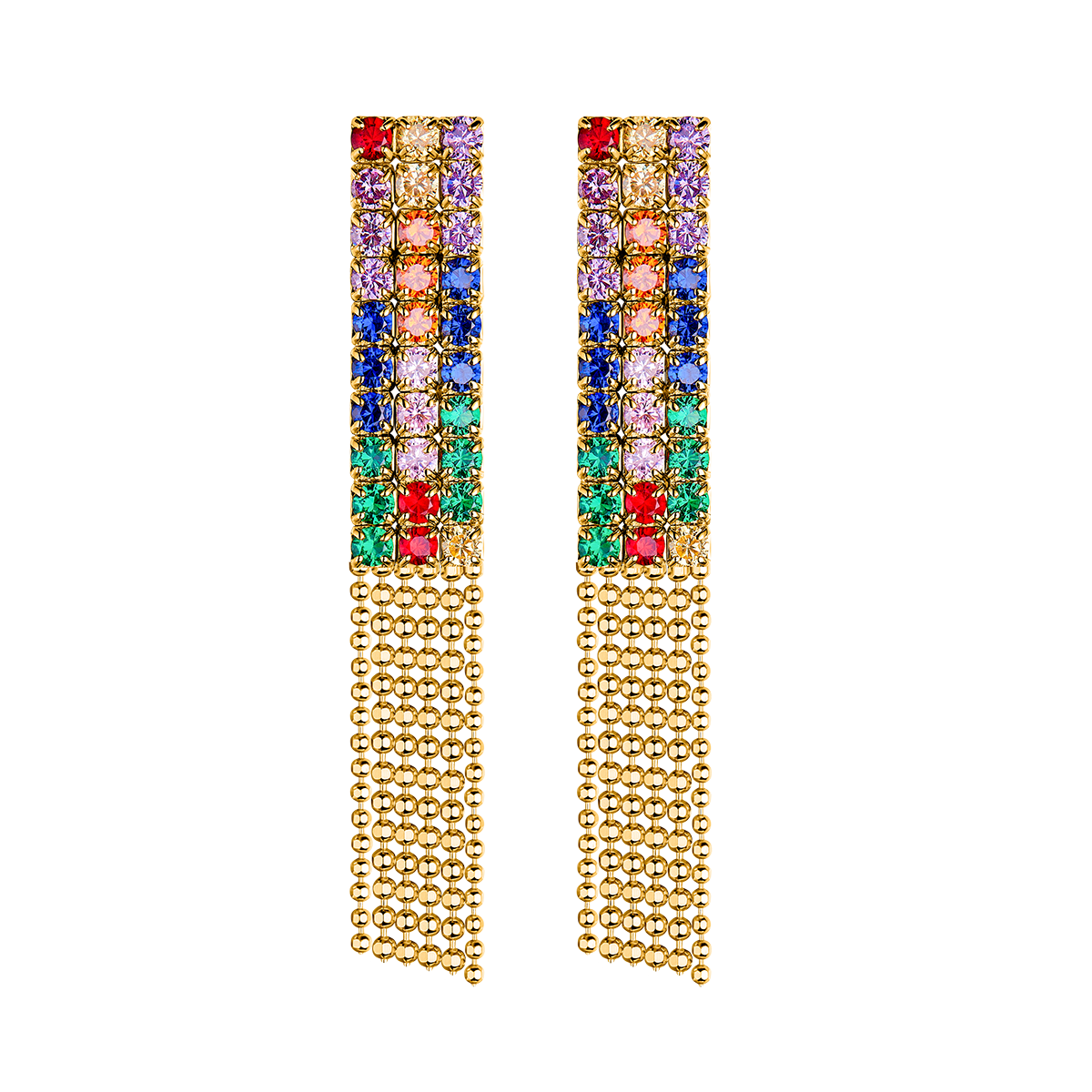 Love Wins Rainbow Zirconia Chandelier Earrings Sterling Sliver Gold Plated - BLACK BY BLUE BRAVE