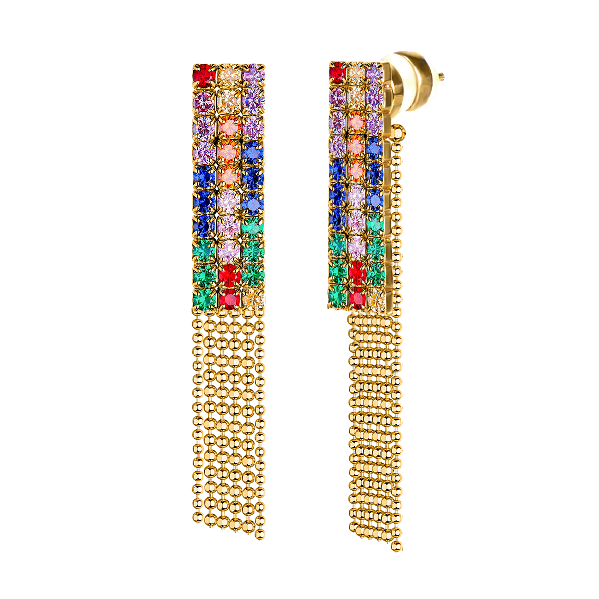 Love Wins Rainbow Zirconia Chandelier Earrings Sterling Sliver Gold Plated - BLACK BY BLUE BRAVE