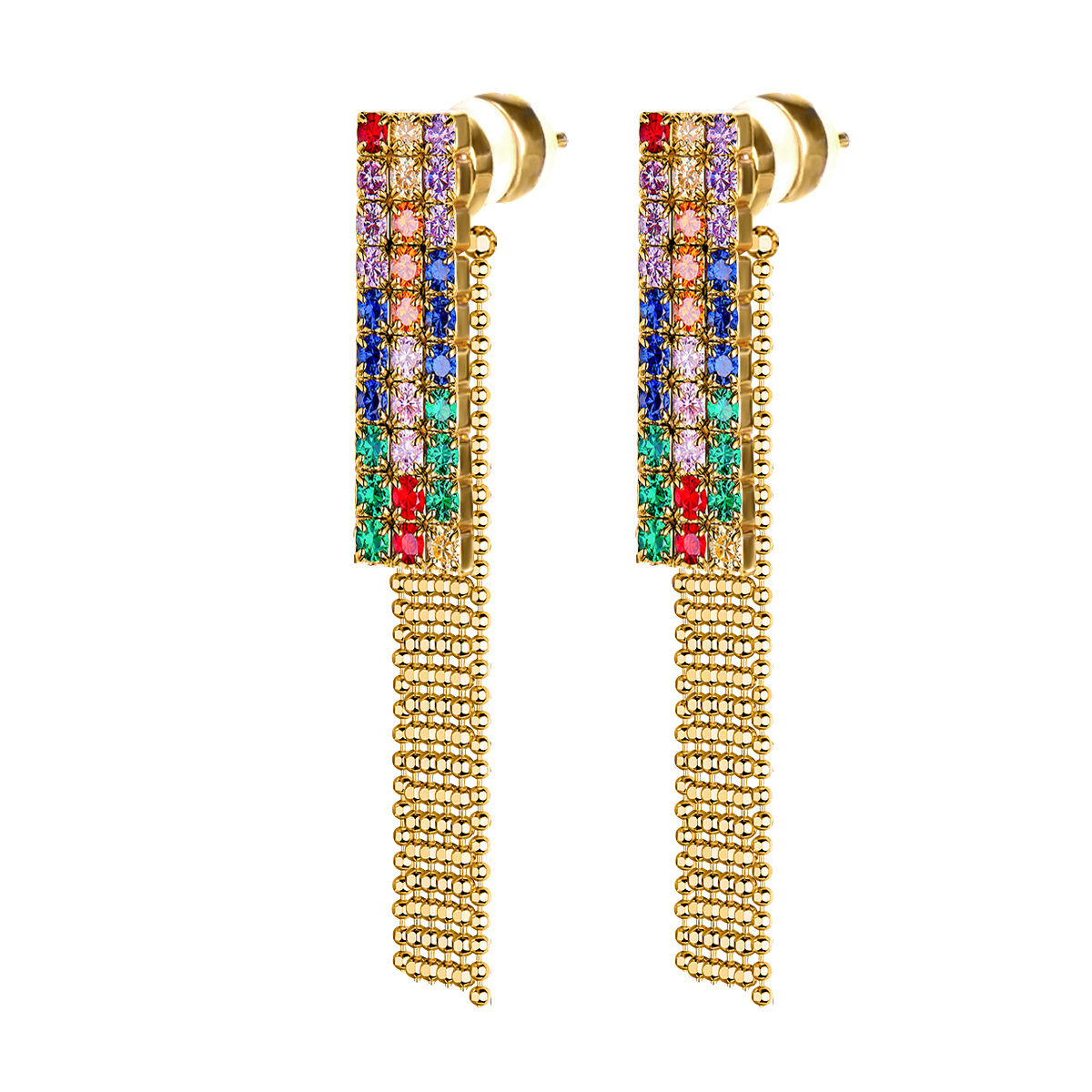 Love Wins Rainbow Zirconia Chandelier Earrings Sterling Sliver Gold Plated - BLACK BY BLUE BRAVE