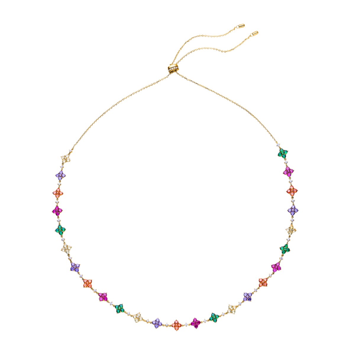 Love Wins Rainbow Flower Zirconia Gold Adjustable Necklace Sterling Sliver Gold Plated - BLACK BY BLUE BRAVE