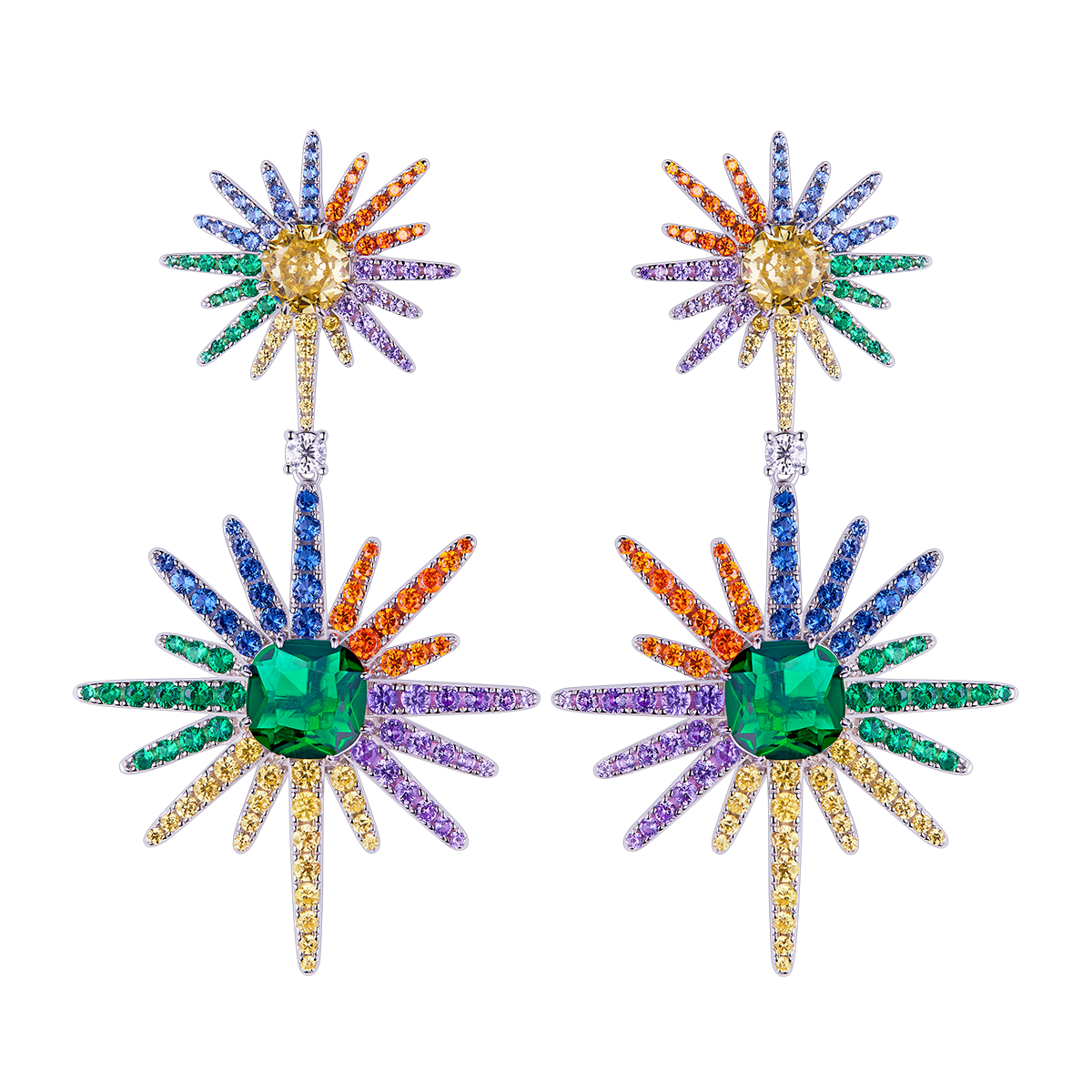 Love Wins Rainbow Zirconia Starburst Earrings Sterling Sliver Gold Plated - BLACK BY BLUE BRAVE
