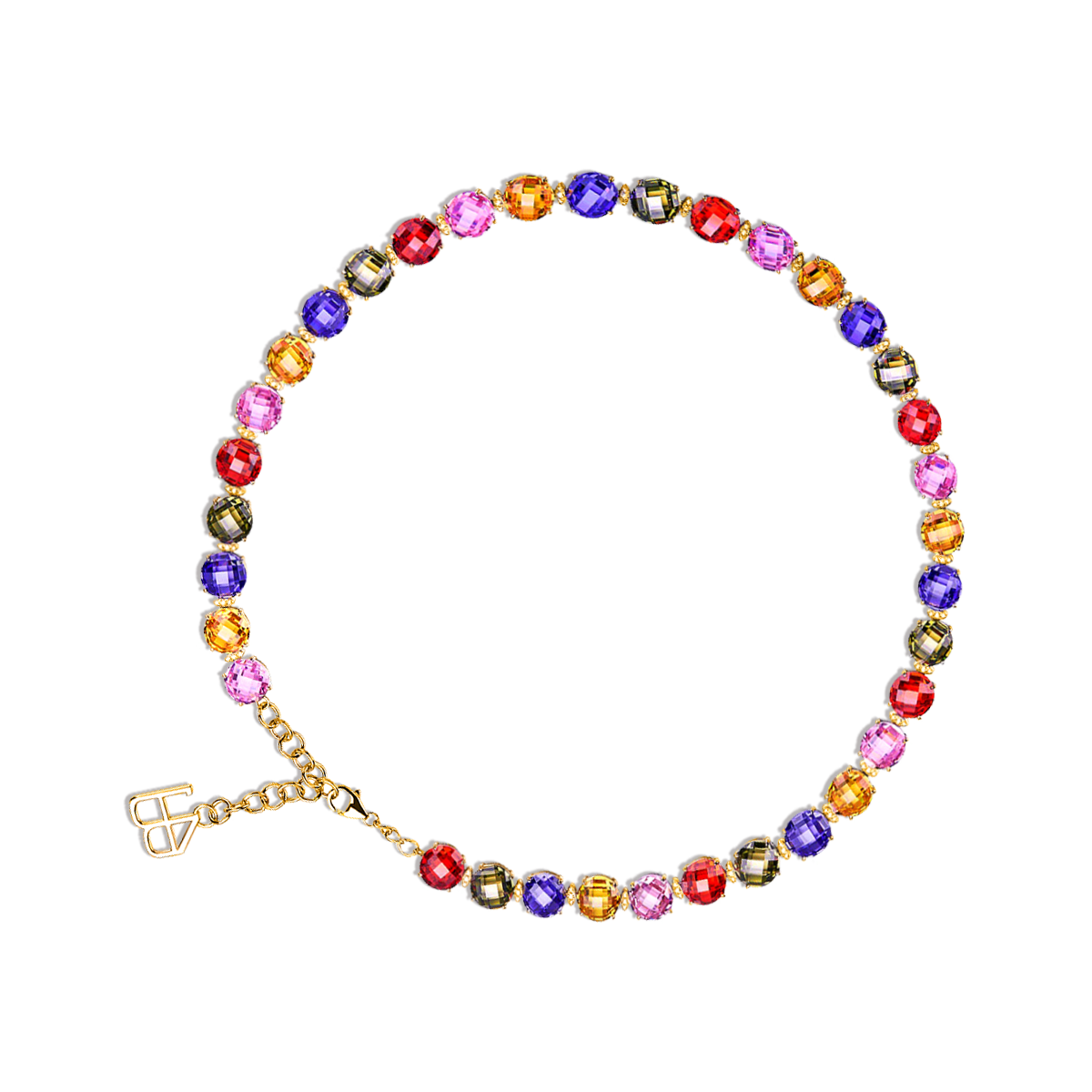 Love Wins Rainbow Zirconia Tennis Gold Necklace Sterling Sliver Gold Plated - BLACK BY BLUE BRAVE