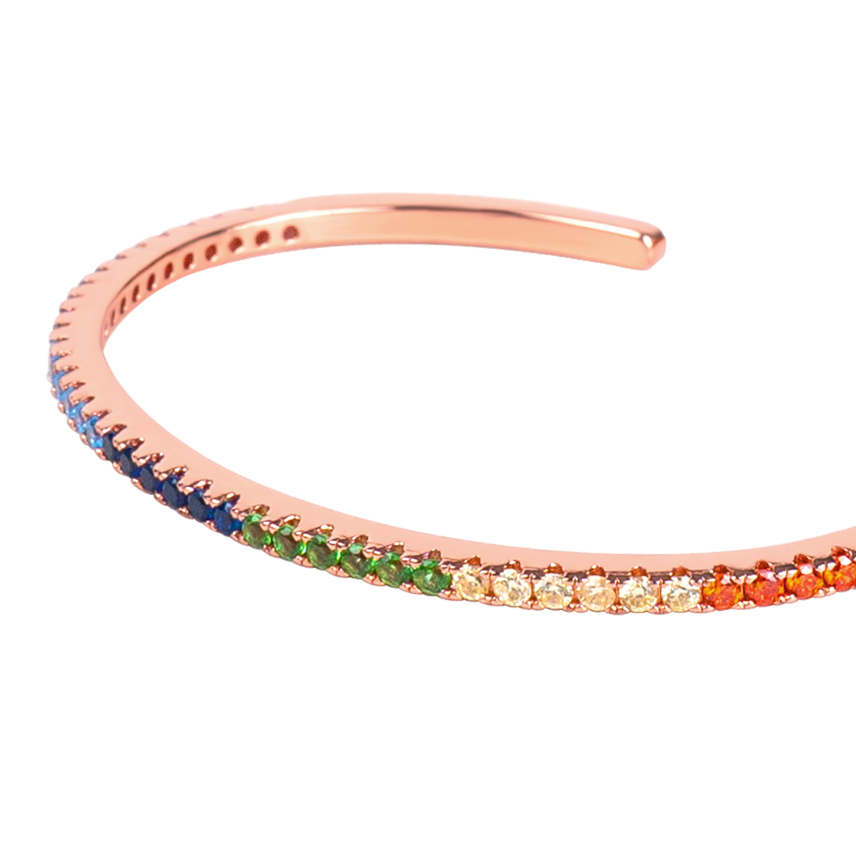 Love Wins Rainbow Zirconia Rosegold Cuff Bracelet (Sterling Sliver, Rosegold Plated) - BLACK BY BLUE BRAVE