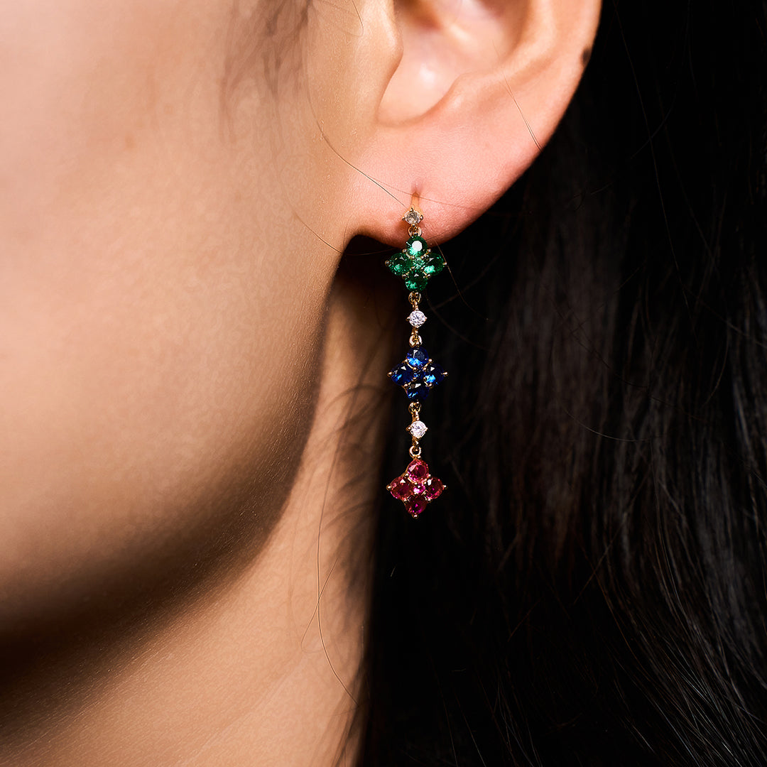 Love Wins Rainbow Zirconia Gold Drop Earrings Sterling Sliver Gold Plated - BLACK BY BLUE BRAVE