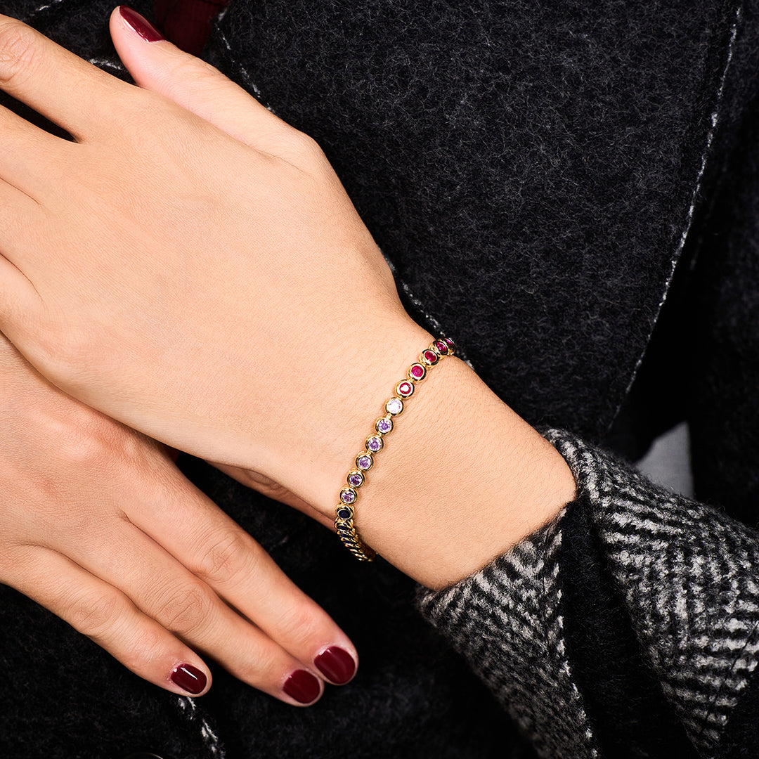 Love Wins Rainbow Zirconia Gold Tennis Bracelet Sterling Sliver Gold Plated - BLACK BY BLUE BRAVE