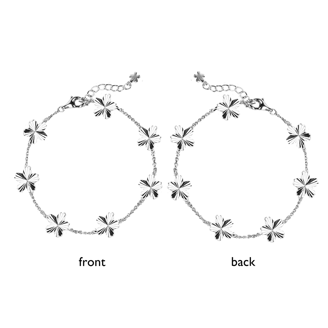 Cherry Blossom Gleam 7-Flower Silver Bracelet (Platinum Plated) - BLACK BY BLUE BRAVE