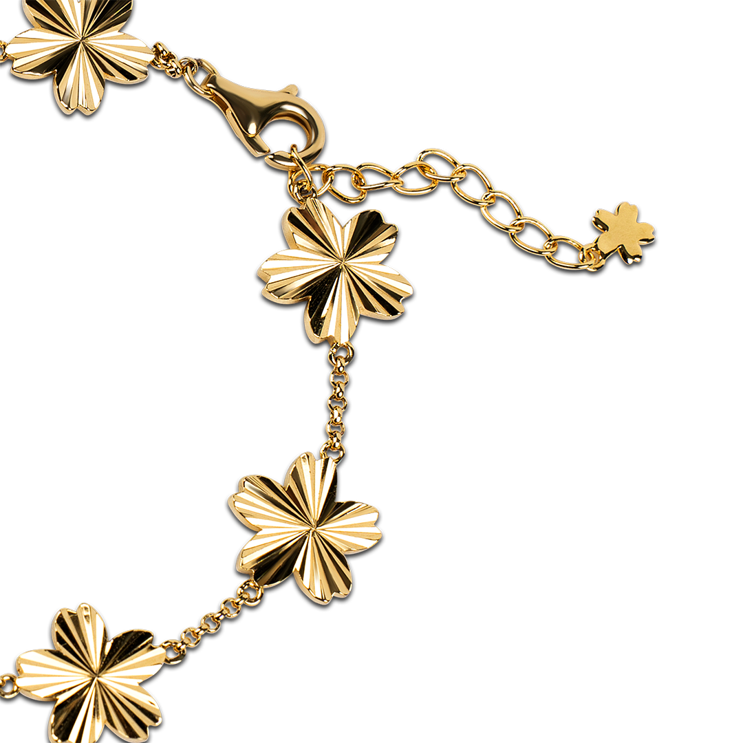 Cherry Blossom Gleam 7-Flower Gold Bracelet (18K Gold Plated) - BLACK BY BLUE BRAVE