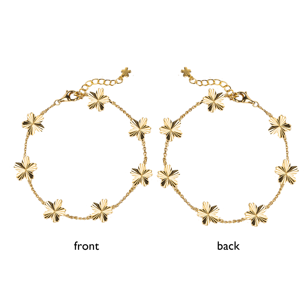 Cherry Blossom Gleam 7-Flower Gold Bracelet (18K Gold Plated) - BLACK BY BLUE BRAVE