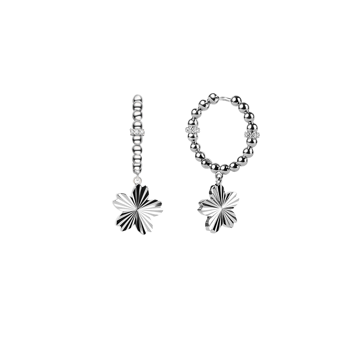 Cherry Blossom Gleam Sakura Silver Earrings (Platinum Plated) - BLACK BY BLUE BRAVE