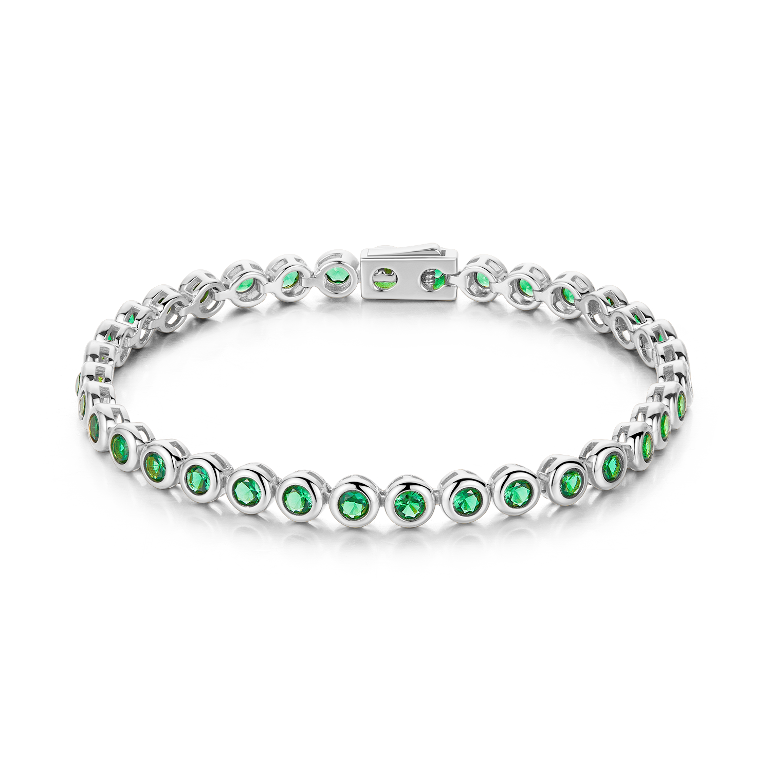 Love Wins Green Cubic Zirconia Tennis Bracelet (Sterling Sliver, Platinum Plated) - BLACK BY BLUE BRAVE