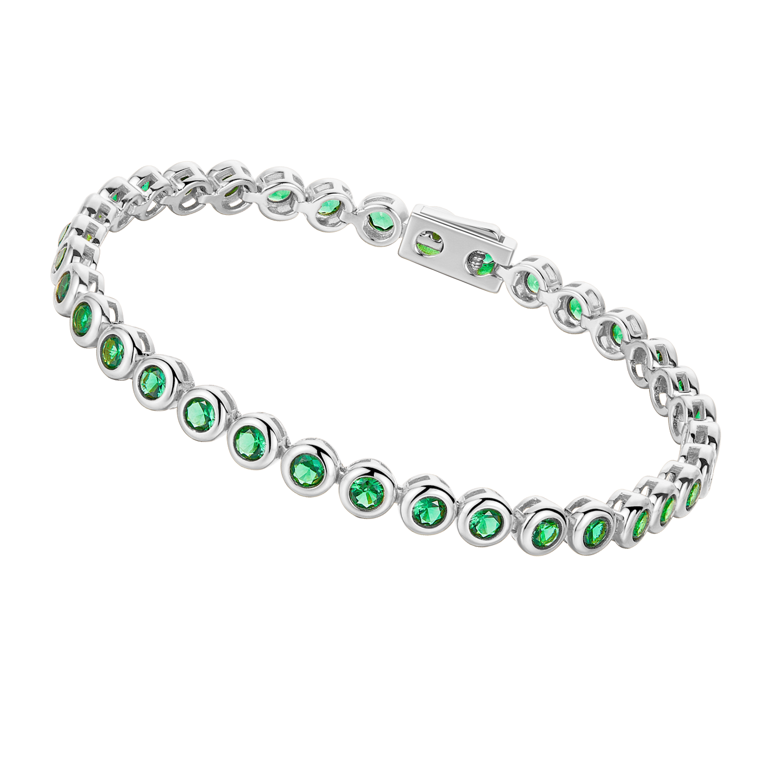 Love Wins Green Cubic Zirconia Tennis Bracelet (Sterling Sliver, Platinum Plated) - BLACK BY BLUE BRAVE