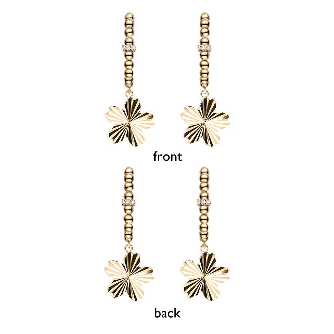 Cherry Blossom Gleam Sakura Gold Earrings (18K Gold Plated) - BLACK BY BLUE BRAVE