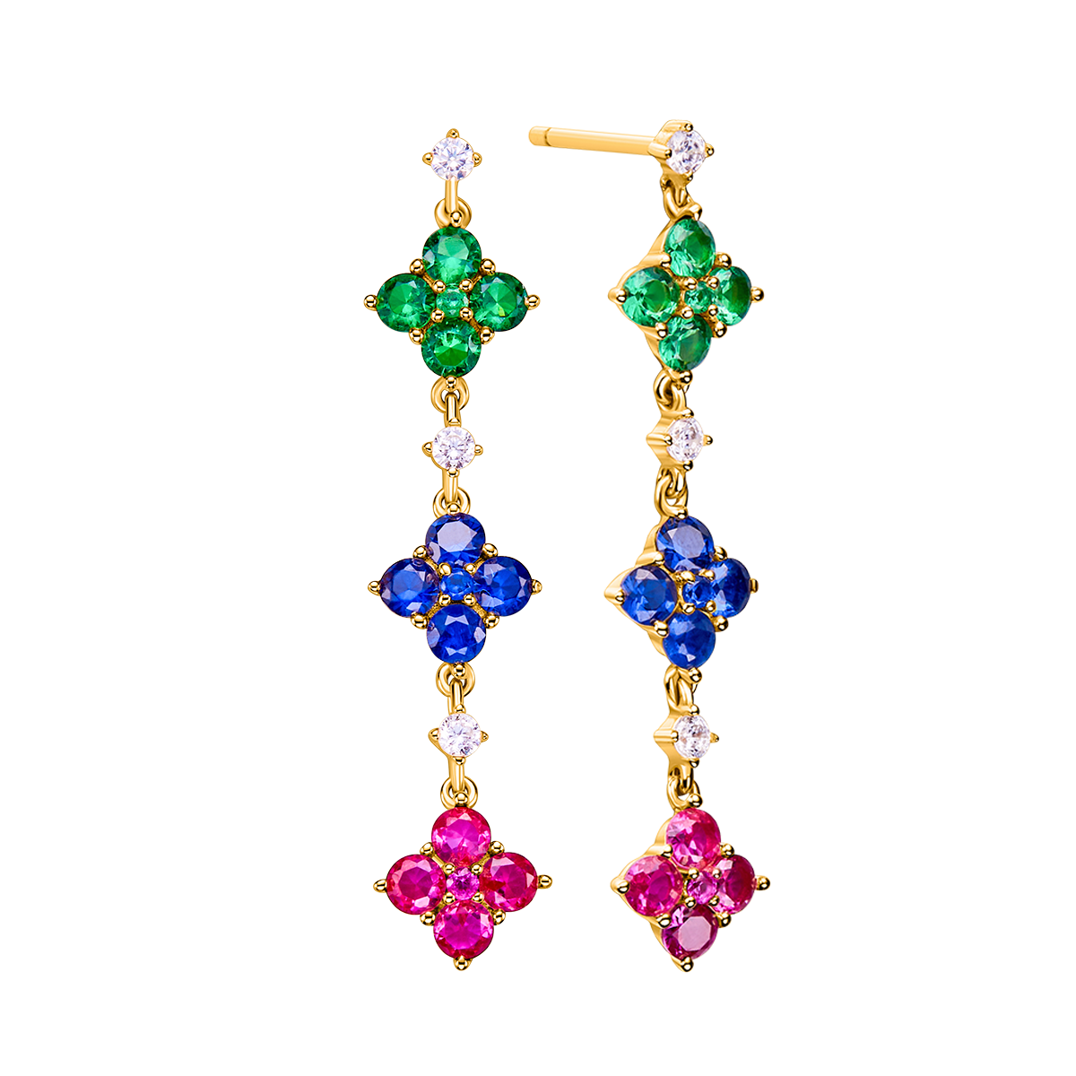 Love Wins Rainbow Zirconia Gold Drop Earrings Sterling Sliver Gold Plated - BLACK BY BLUE BRAVE