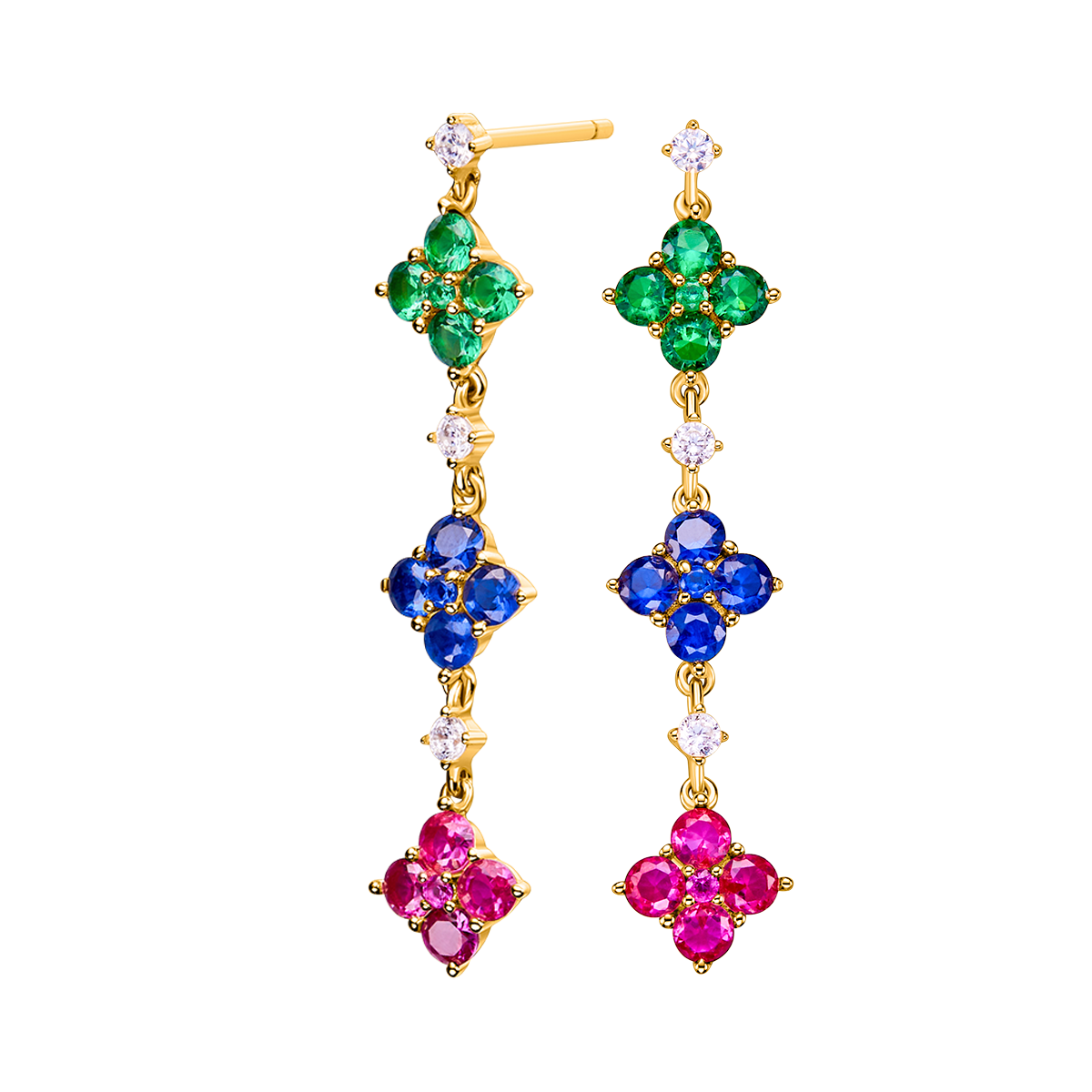 Love Wins Rainbow Zirconia Gold Drop Earrings Sterling Sliver Gold Plated - BLACK BY BLUE BRAVE