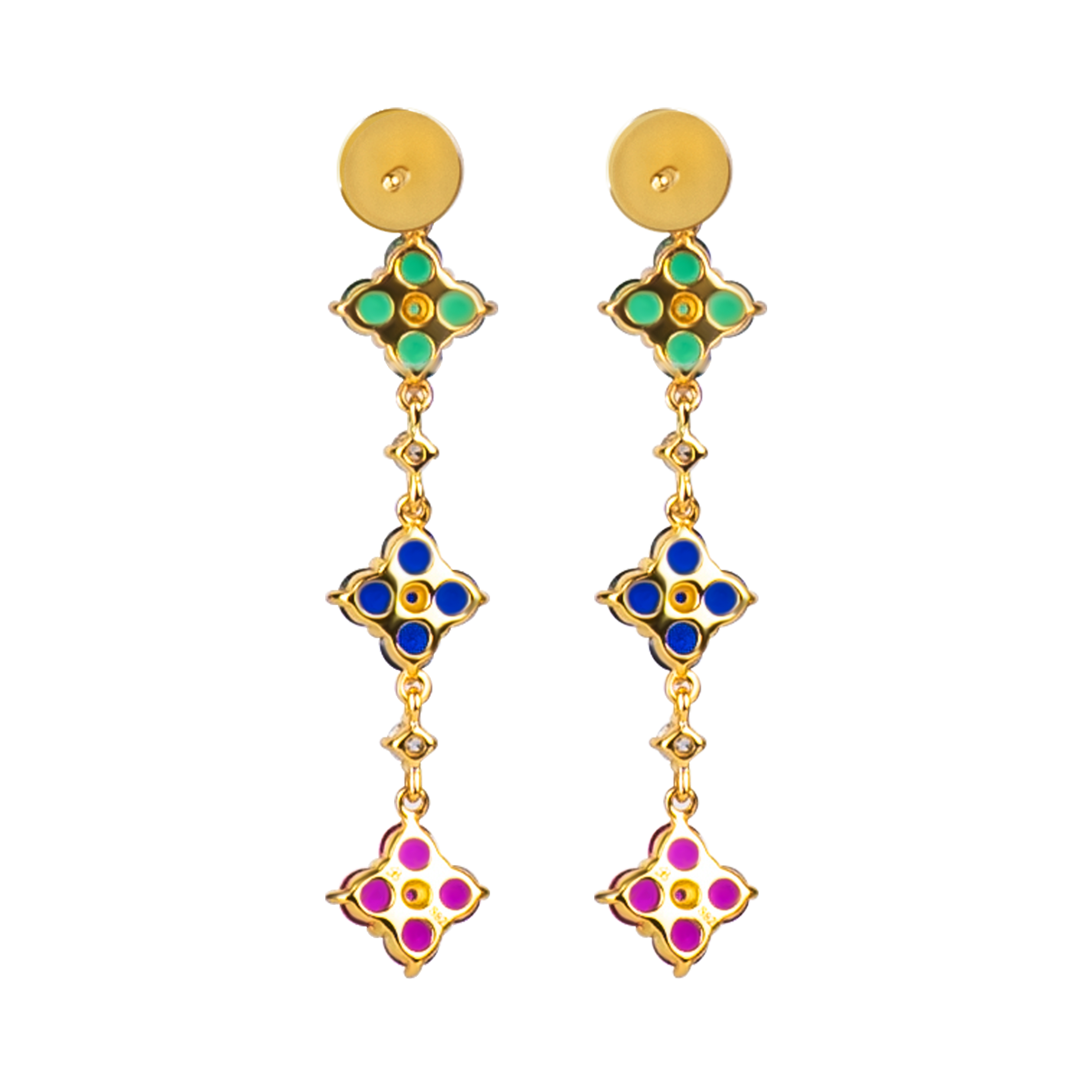 Love Wins Rainbow Zirconia Gold Drop Earrings Sterling Sliver Gold Plated - BLACK BY BLUE BRAVE
