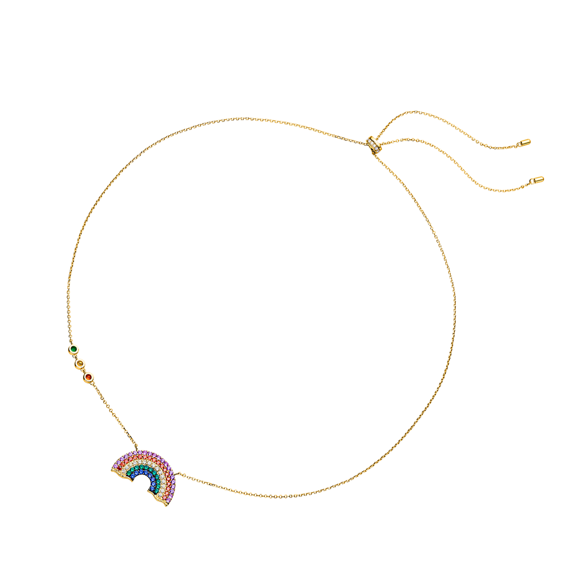 Love Wins Rainbow Zirconia Gold Adjustable Chain Necklace Sterling Sliver Gold Plated - BLACK BY BLUE BRAVE