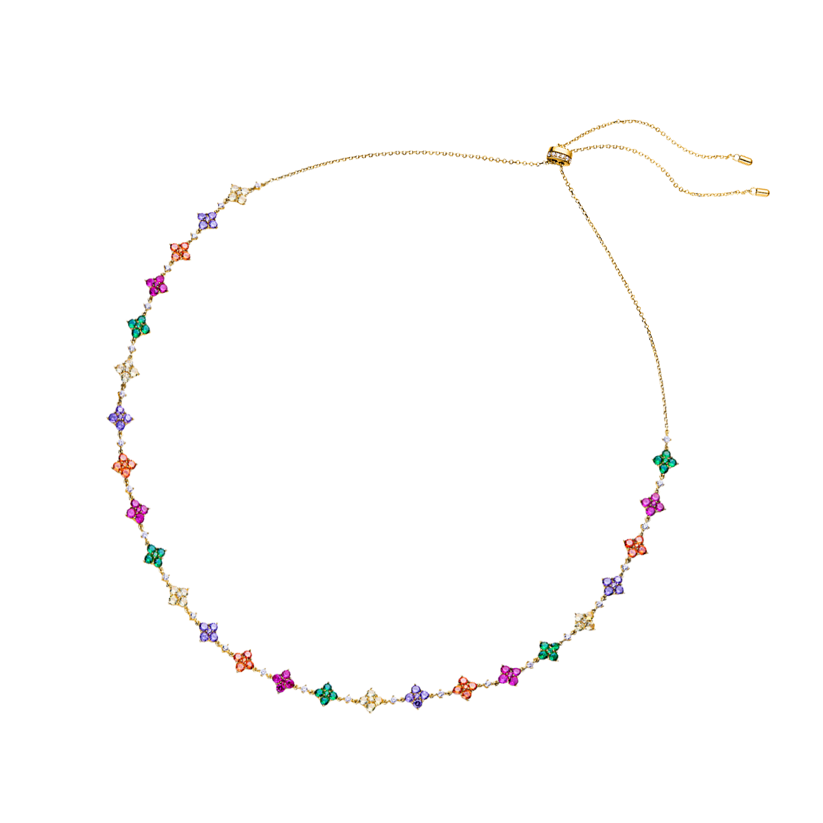 Love Wins Rainbow Flower Zirconia Gold Adjustable Necklace Sterling Sliver Gold Plated - BLACK BY BLUE BRAVE