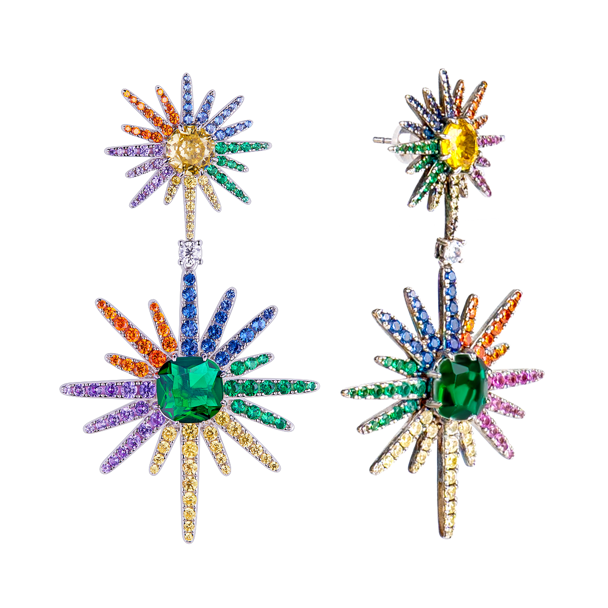 Love Wins Rainbow Zirconia Starburst Earrings Sterling Sliver Gold Plated - BLACK BY BLUE BRAVE