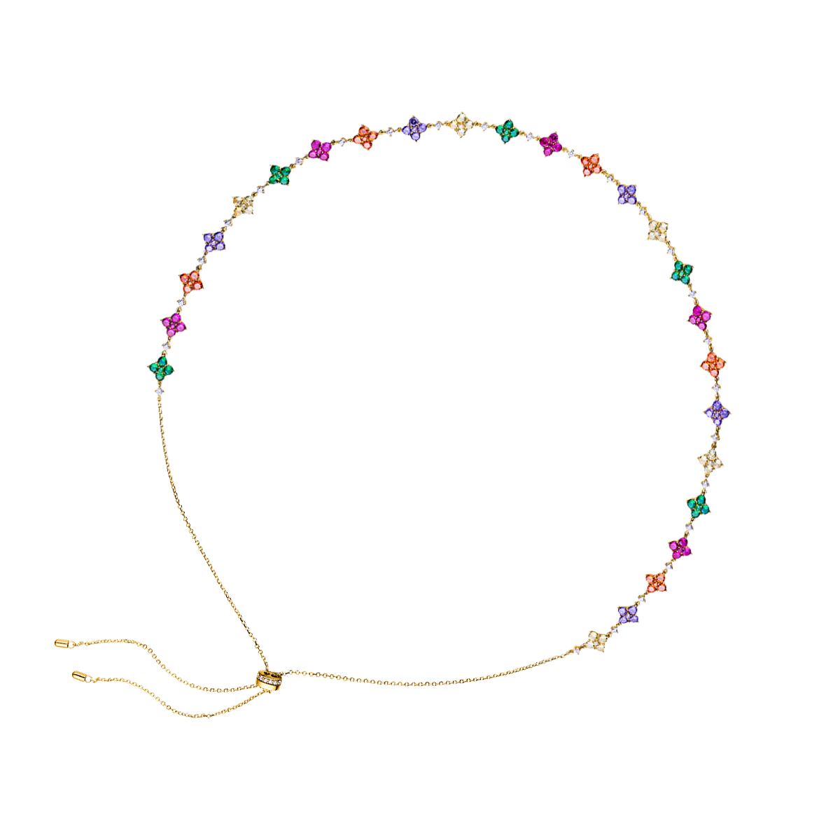 Love Wins Rainbow Flower Zirconia Gold Adjustable Necklace Sterling Sliver Gold Plated - BLACK BY BLUE BRAVE