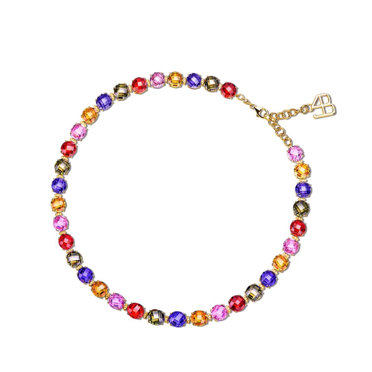 Love Wins Rainbow Zirconia Tennis Gold Necklace Sterling Sliver Gold Plated - BLACK BY BLUE BRAVE