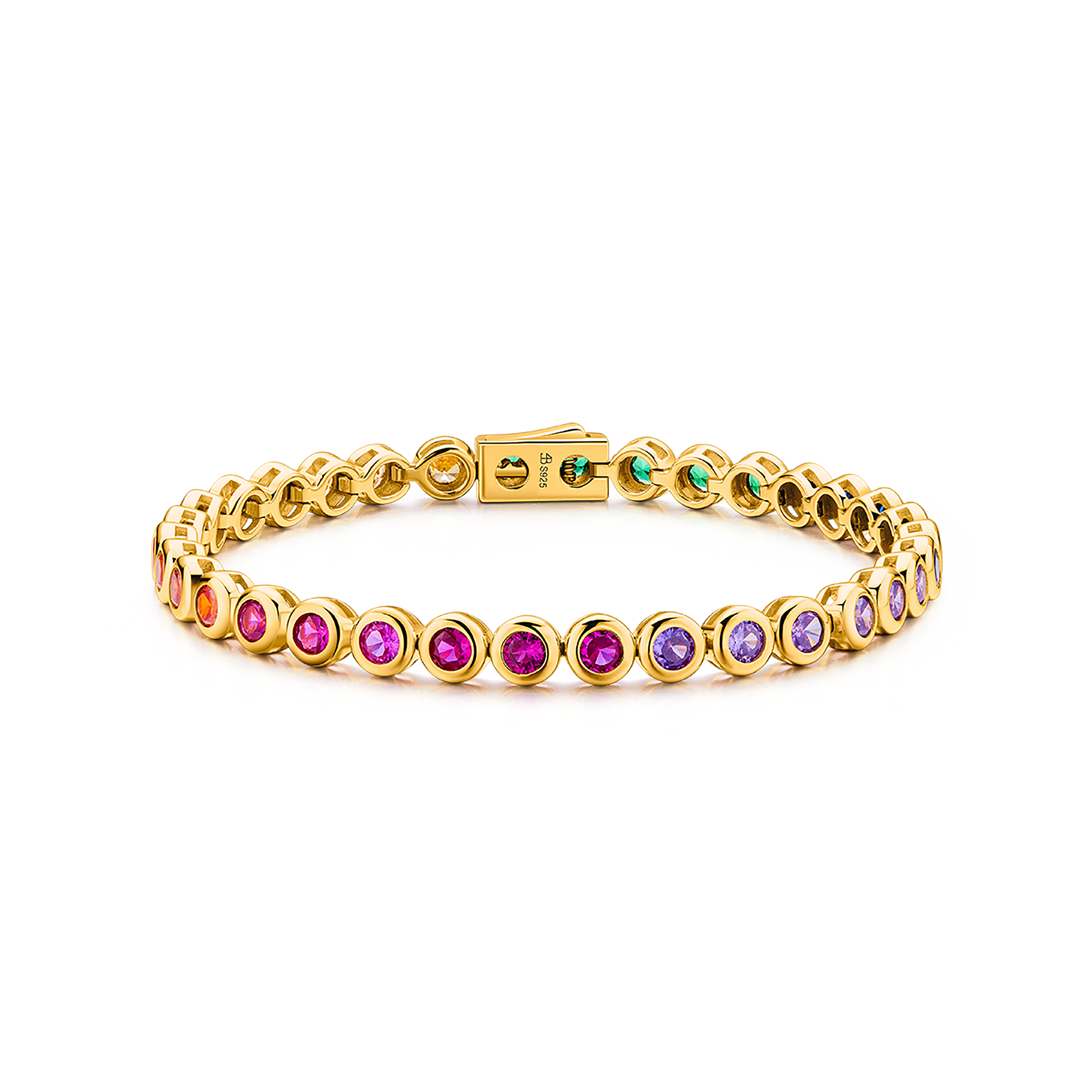 Love Wins Rainbow Zirconia Gold Tennis Bracelet Sterling Sliver Gold Plated - BLACK BY BLUE BRAVE