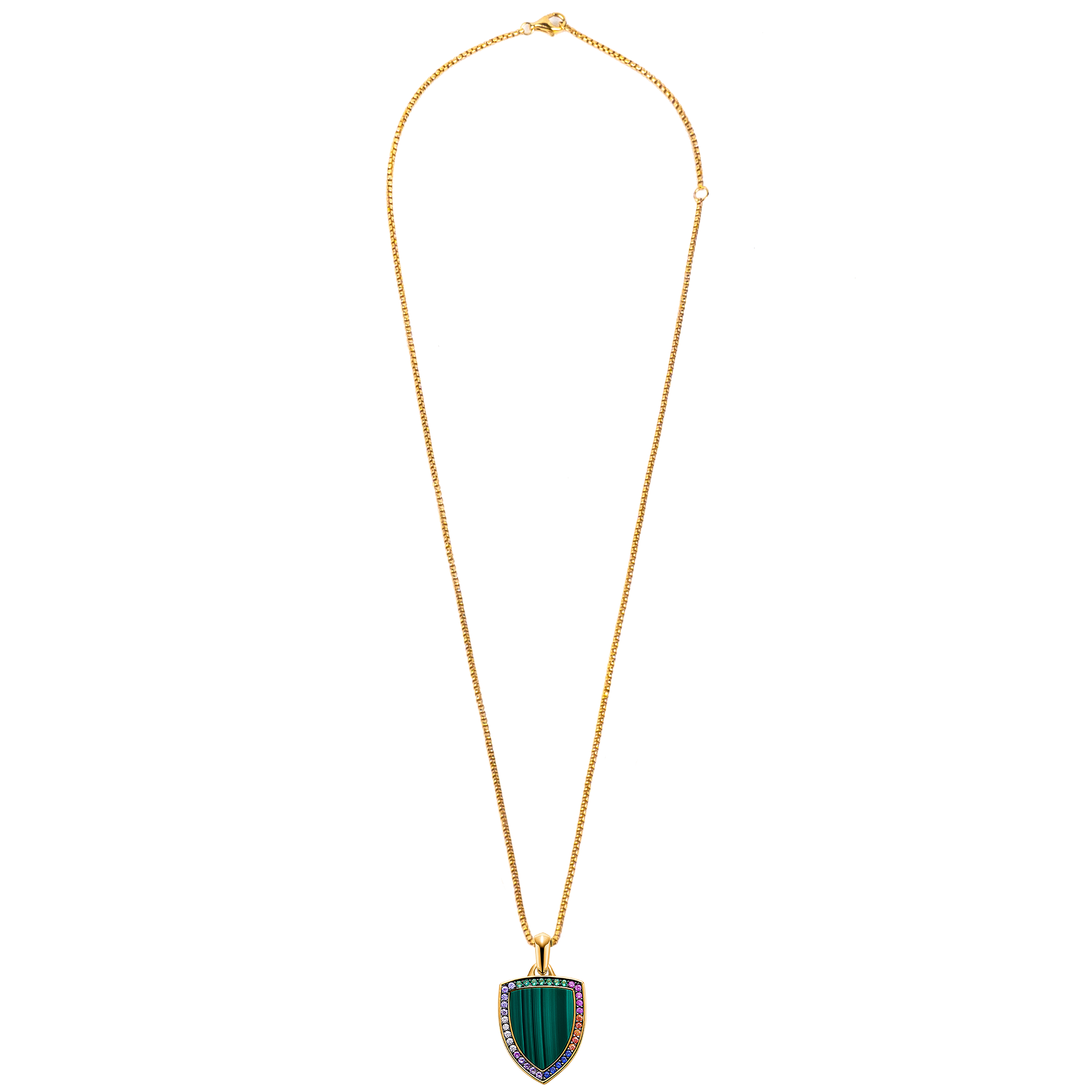 Love Wins Rainbow Zirconia Malachite Pendant Necklace - BLACK BY BLUE BRAVE