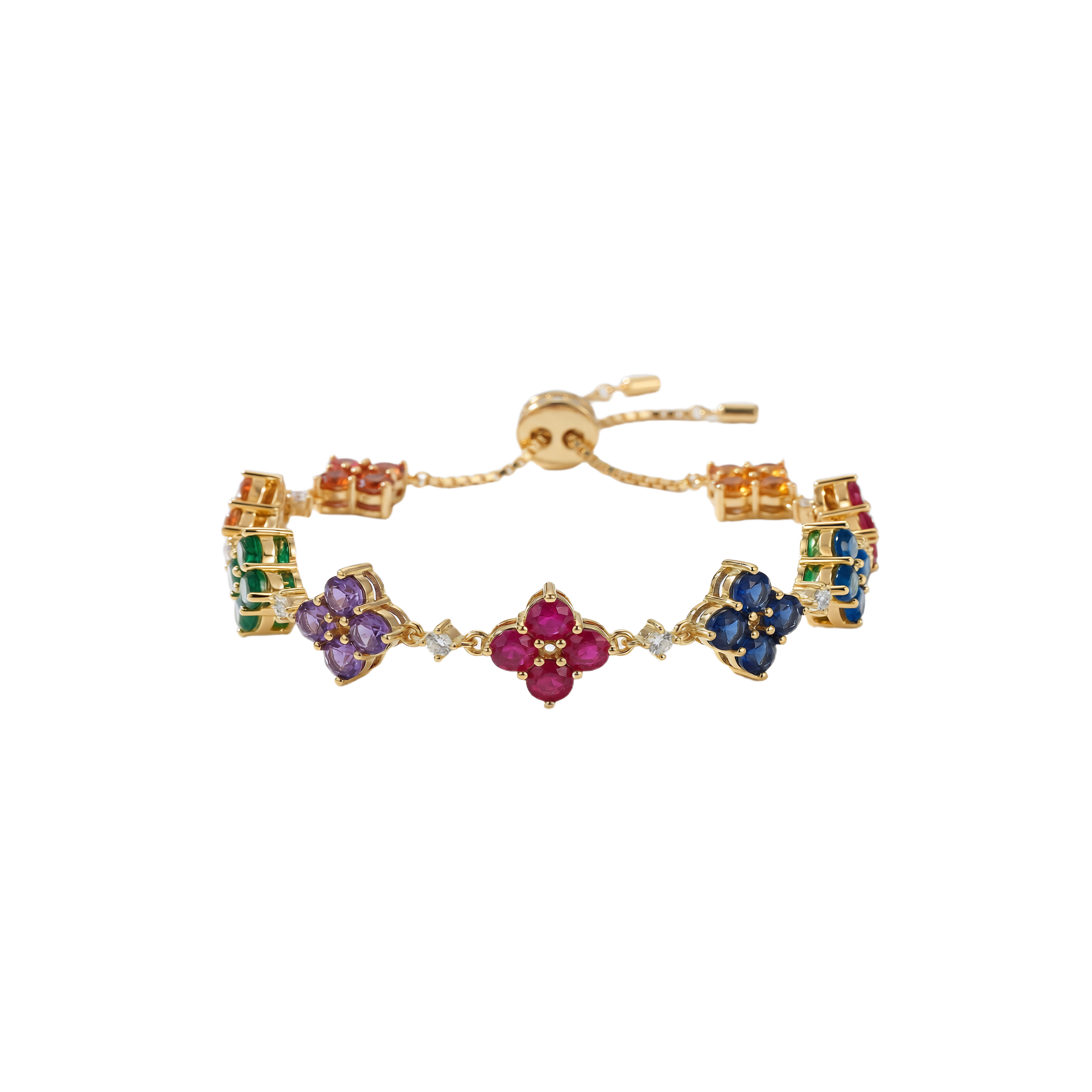 Love Wins Rainbow Flower Zirconia Gold Adjustable Bracelet Sterling Sliver Gold Plated - BLACK BY BLUE BRAVE