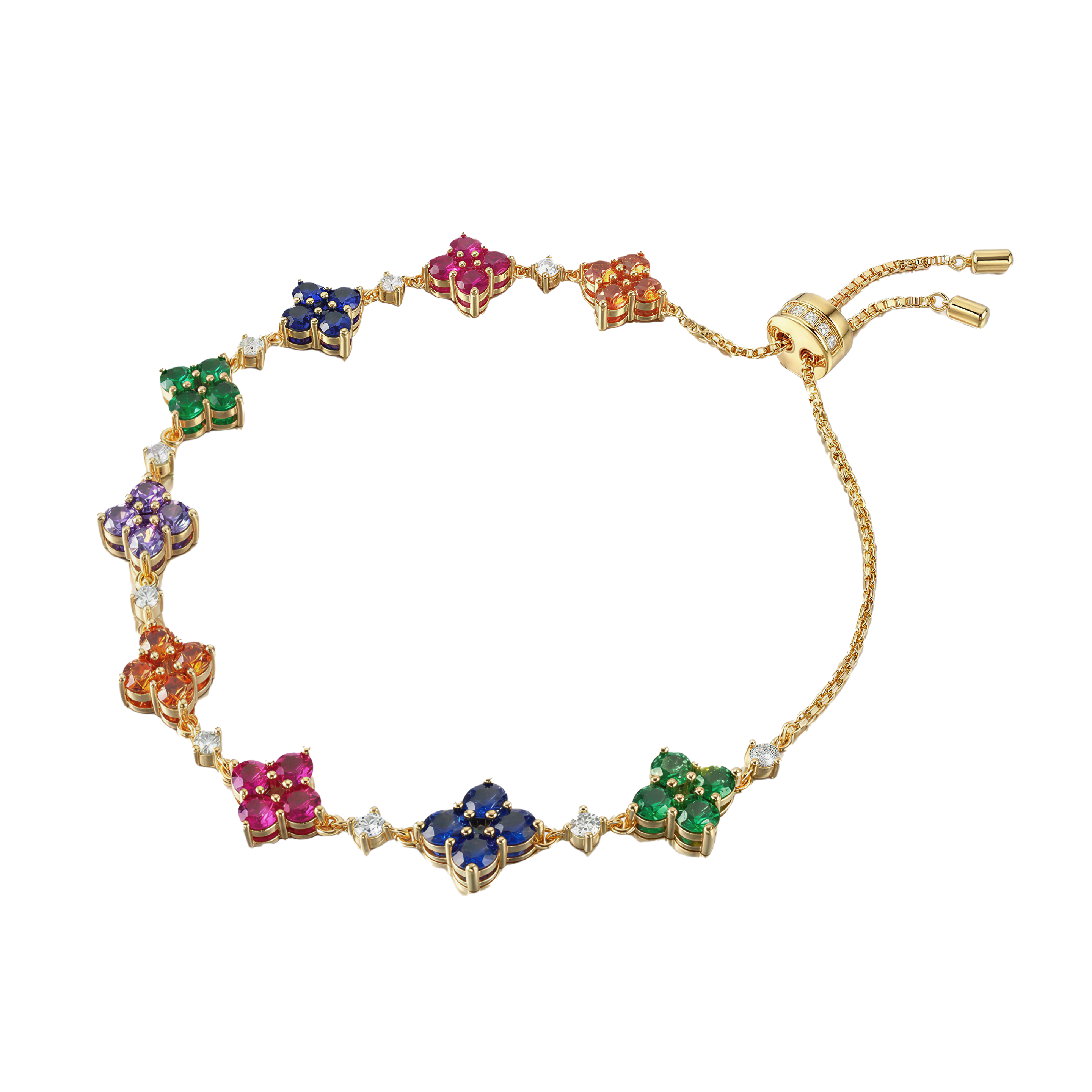 Love Wins Rainbow Flower Zirconia Gold Adjustable Bracelet Sterling Sliver Gold Plated - BLACK BY BLUE BRAVE
