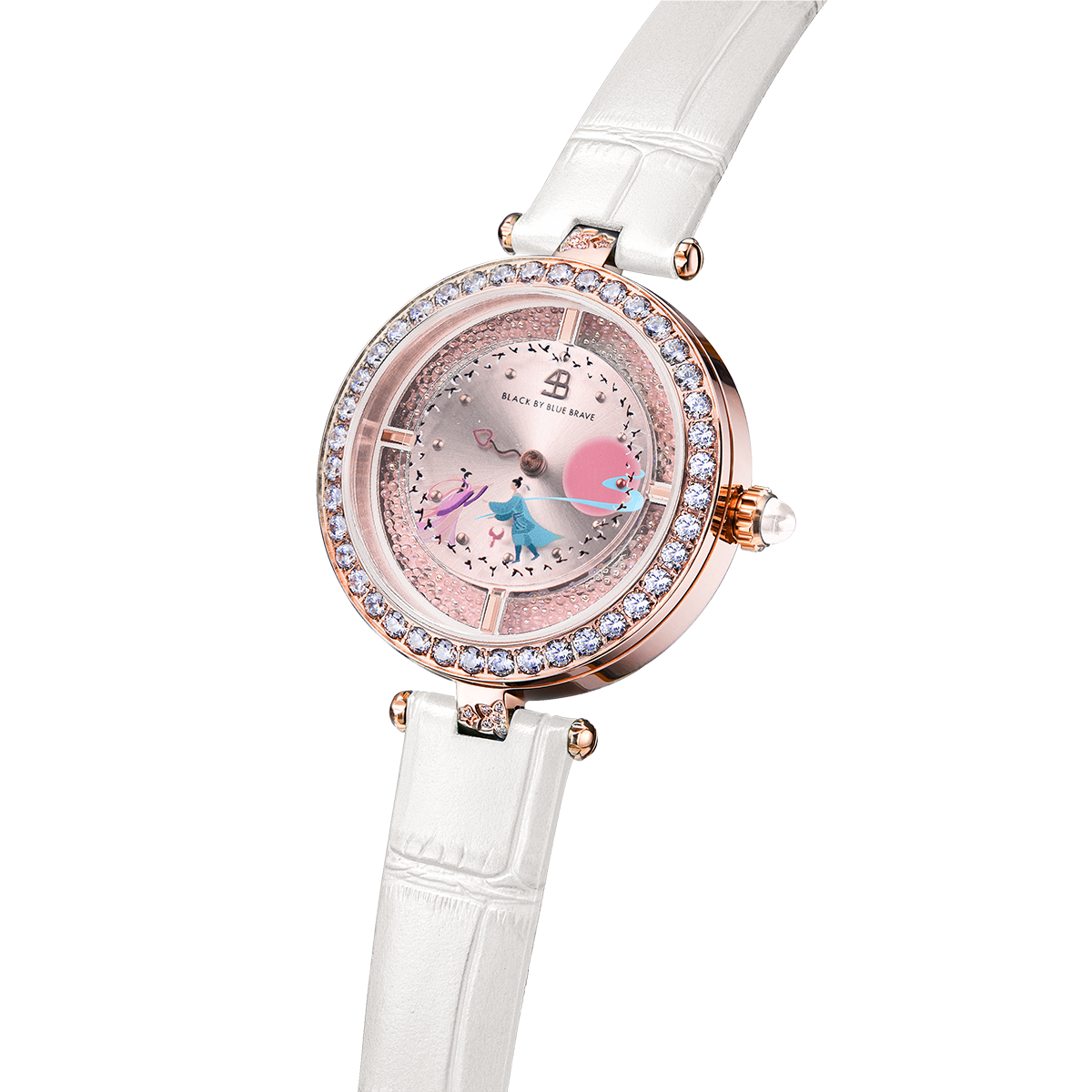 Cowherd and Weaver Girl 34mm White Dial Magpies Bridge Genuine Leather Strap Watch  (One Watch & Two Bracelet) - BLACK BY BLUE BRAVE