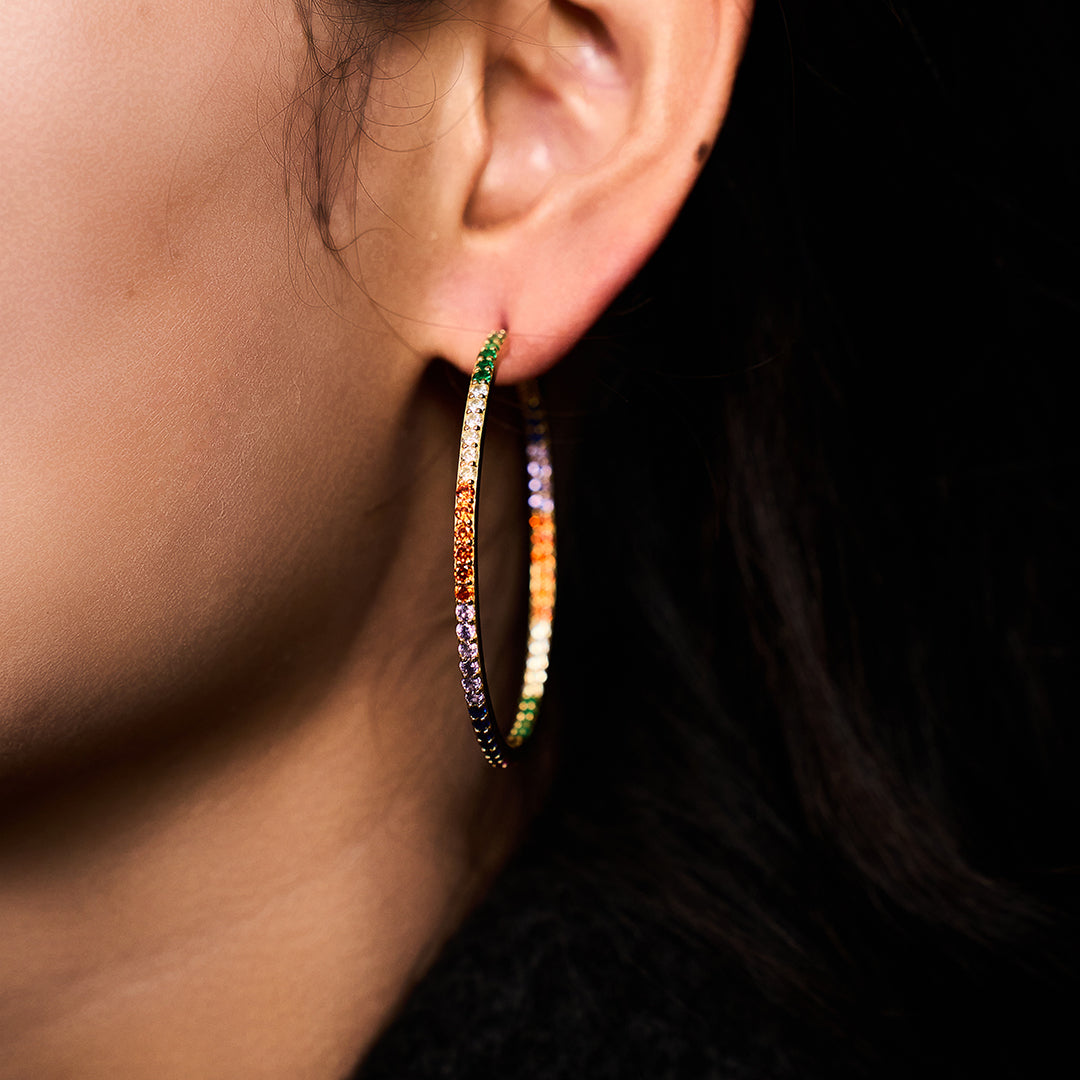Love Wins Rainbow Zirconia Sparkle Earrings (Sterling Sliver, Gold Plated) - BLACK BY BLUE BRAVE