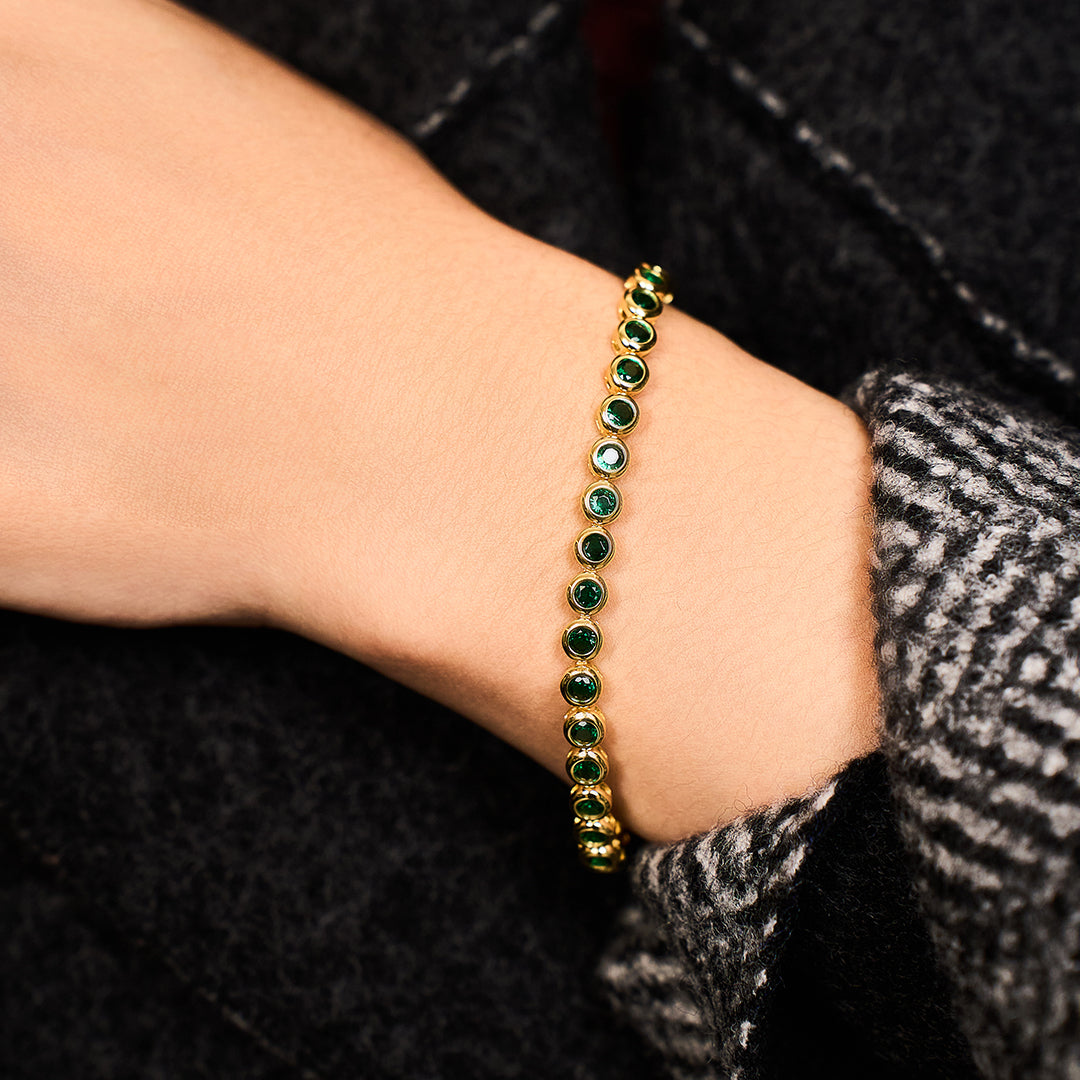 Love Wins Green Cubic Zirconia Tennis Bracelet (Sterling Sliver, Gold Plated) - BLACK BY BLUE BRAVE