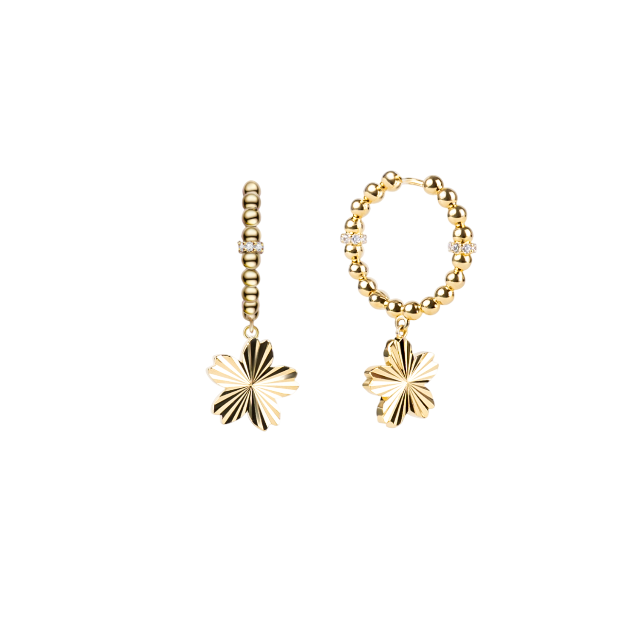 Cherry Blossom Gleam Sakura Gold Earrings (18K Gold Plated) - BLACK BY BLUE BRAVE