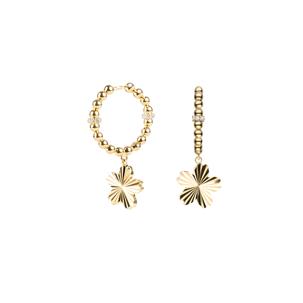 Cherry Blossom Gleam Sakura Gold Earrings (18K Gold Plated) - BLACK BY BLUE BRAVE