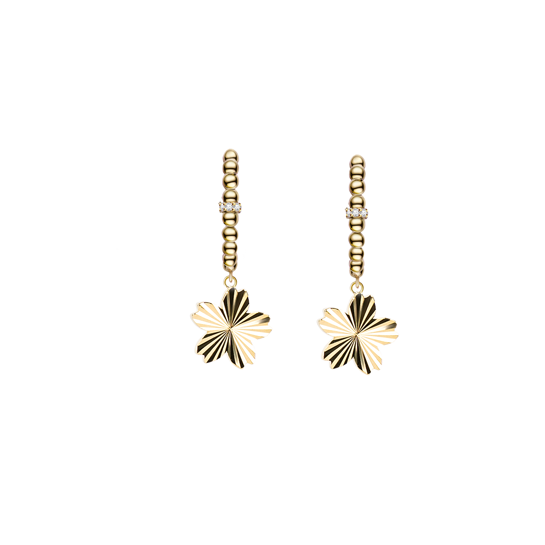 Cherry Blossom Gleam Sakura Gold Earrings (18K Gold Plated) - BLACK BY BLUE BRAVE