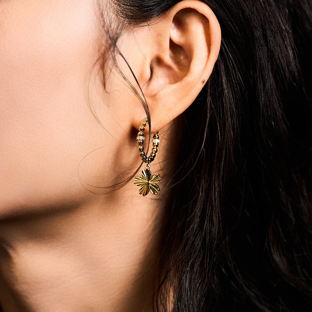 Cherry Blossom Gleam Sakura Gold Earrings (18K Gold Plated) - BLACK BY BLUE BRAVE