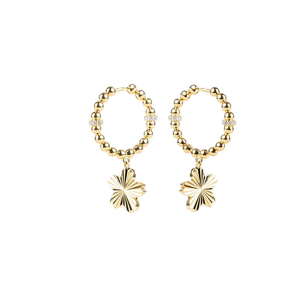 Cherry Blossom Gleam Sakura Gold Earrings (18K Gold Plated) - BLACK BY BLUE BRAVE