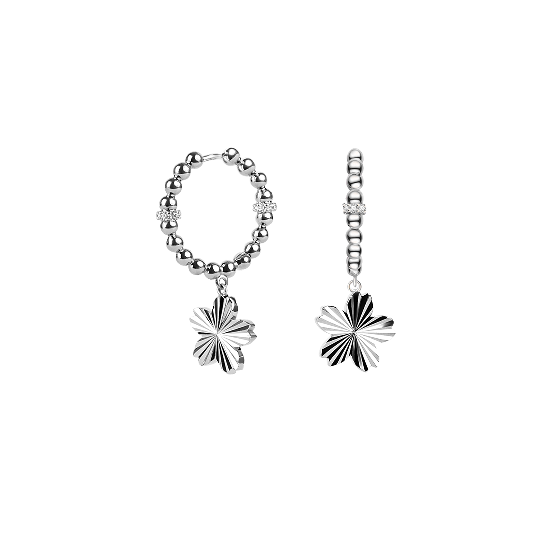 Cherry Blossom Gleam Sakura Silver Earrings (Platinum Plated) - BLACK BY BLUE BRAVE