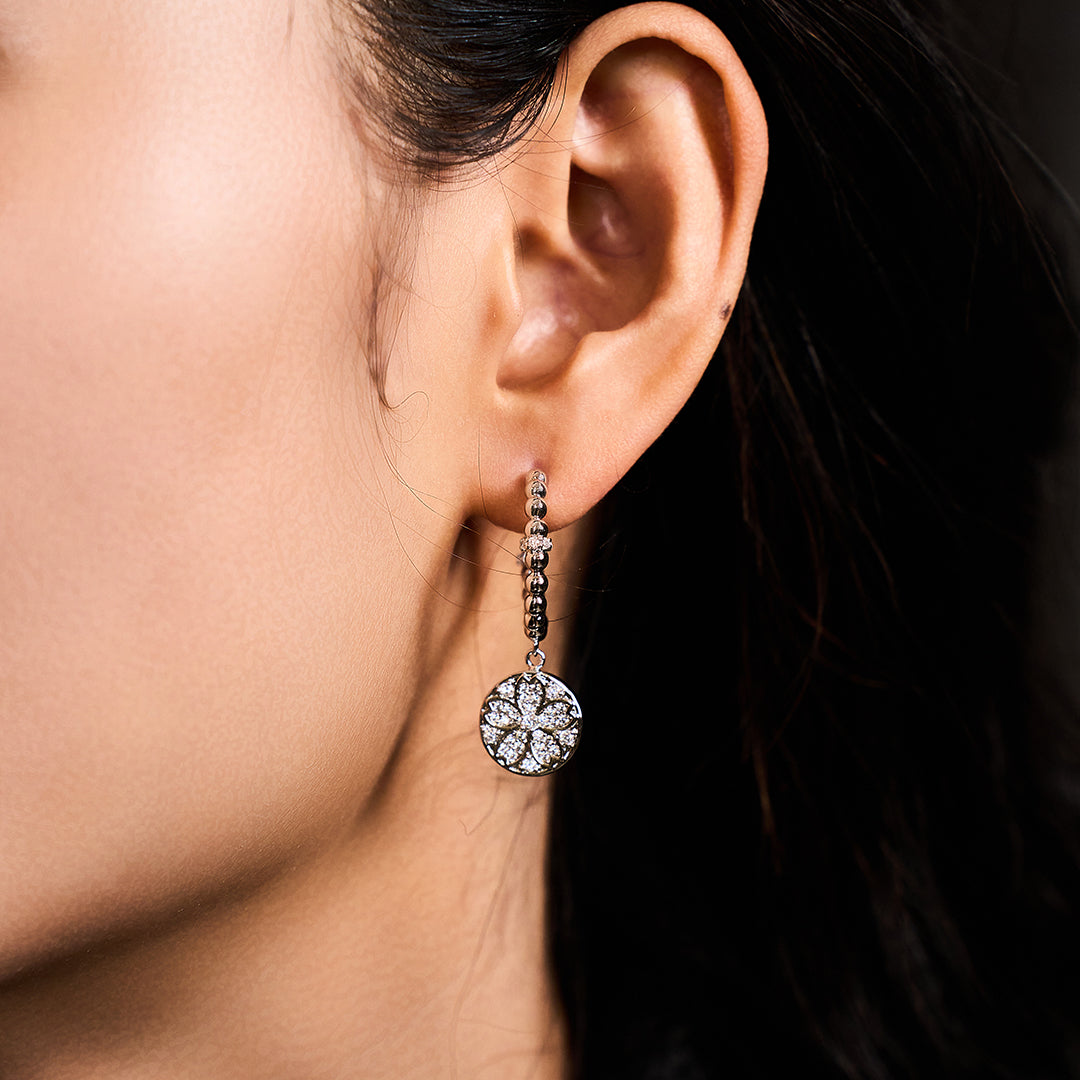 Cherry Blossom Symphony Sakura Silver Baby's Breath Earrings (Platinum Plated) - BLACK BY BLUE BRAVE