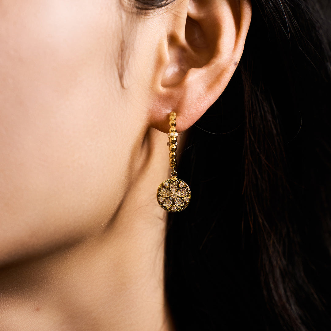 Cherry Blossom Symphony Sakura Gold Baby's Breath Earrings (18K Gold Plated) - BLACK BY BLUE BRAVE