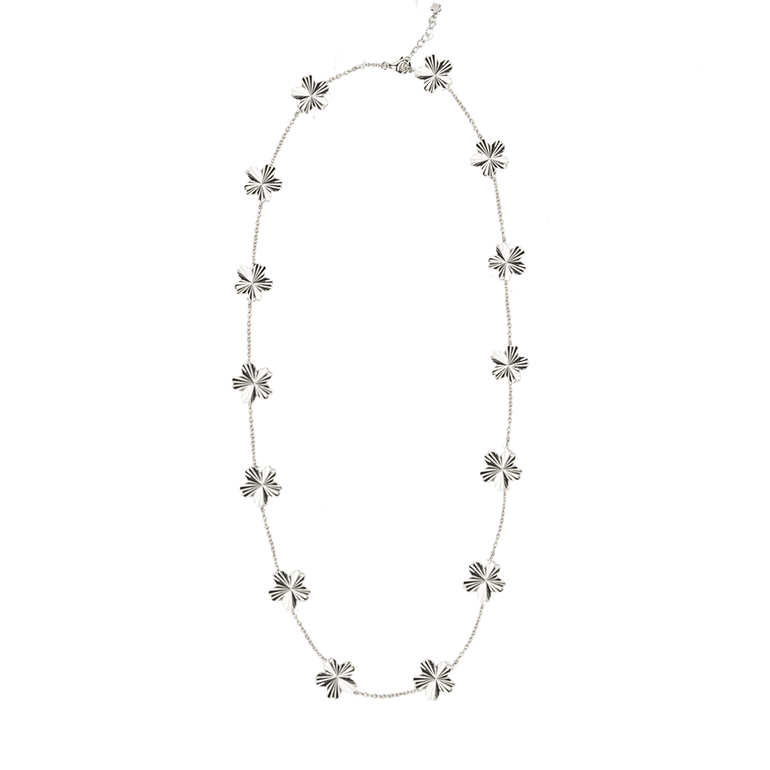 Cherry Blossom Gleam 14-Flower Shine Light Sakura Silver Necklace (Platinum Plated) - BLACK BY BLUE BRAVE