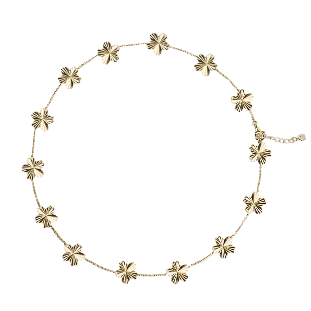 Cherry Blossom Gleam 14-Flower Shine Light Sakura Gold Necklace (18K Gold Plated) - BLACK BY BLUE BRAVE