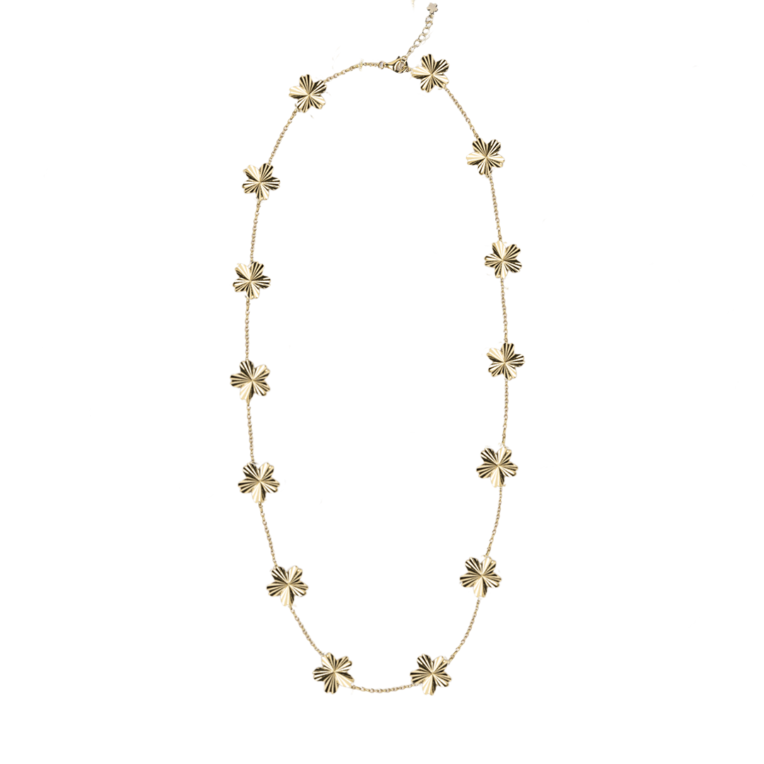 Cherry Blossom Gleam 14-Flower Shine Light Sakura Gold Necklace (18K Gold Plated) - BLACK BY BLUE BRAVE