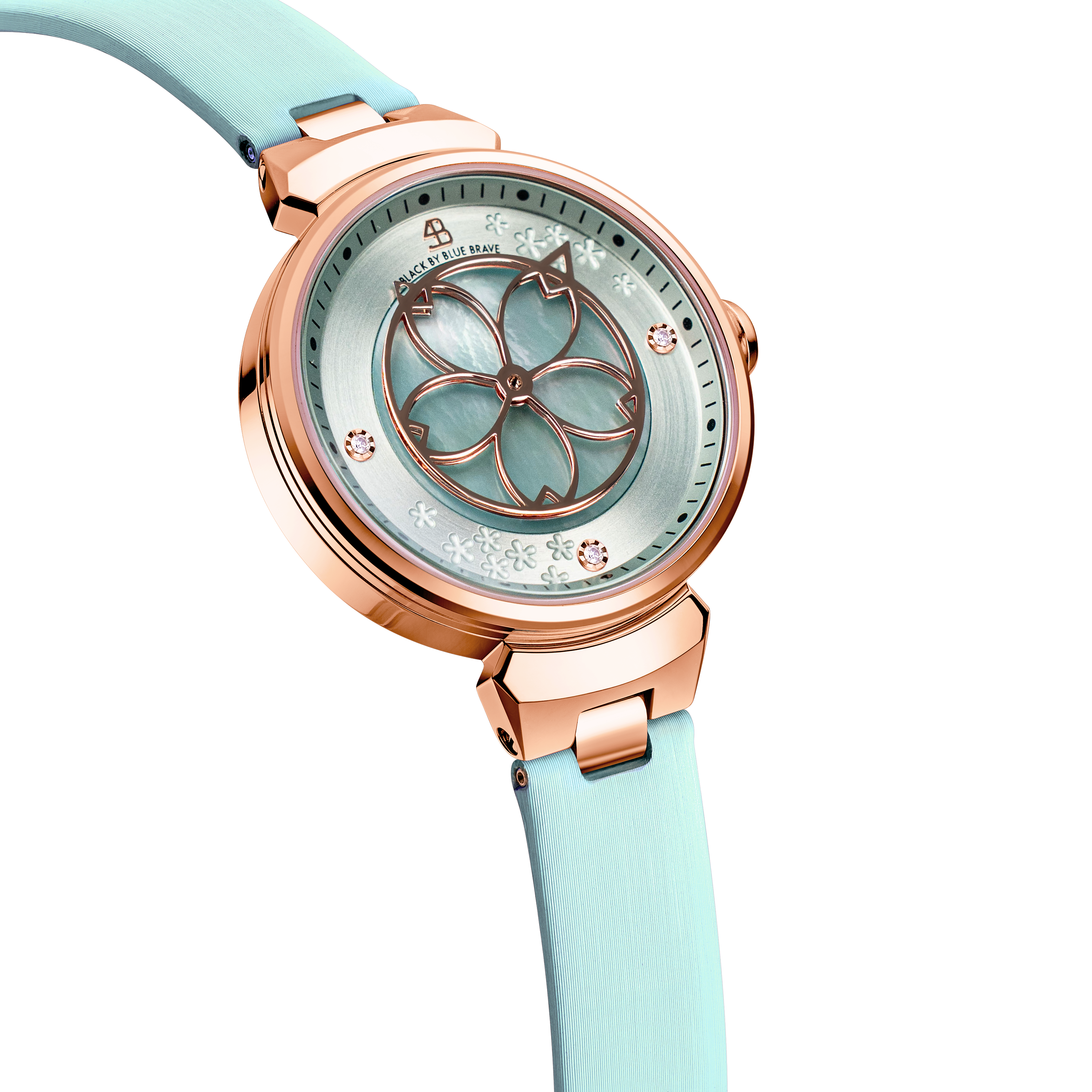 Women's Watches-Blue Cherry Blossom Watch-Leather Strap Watch