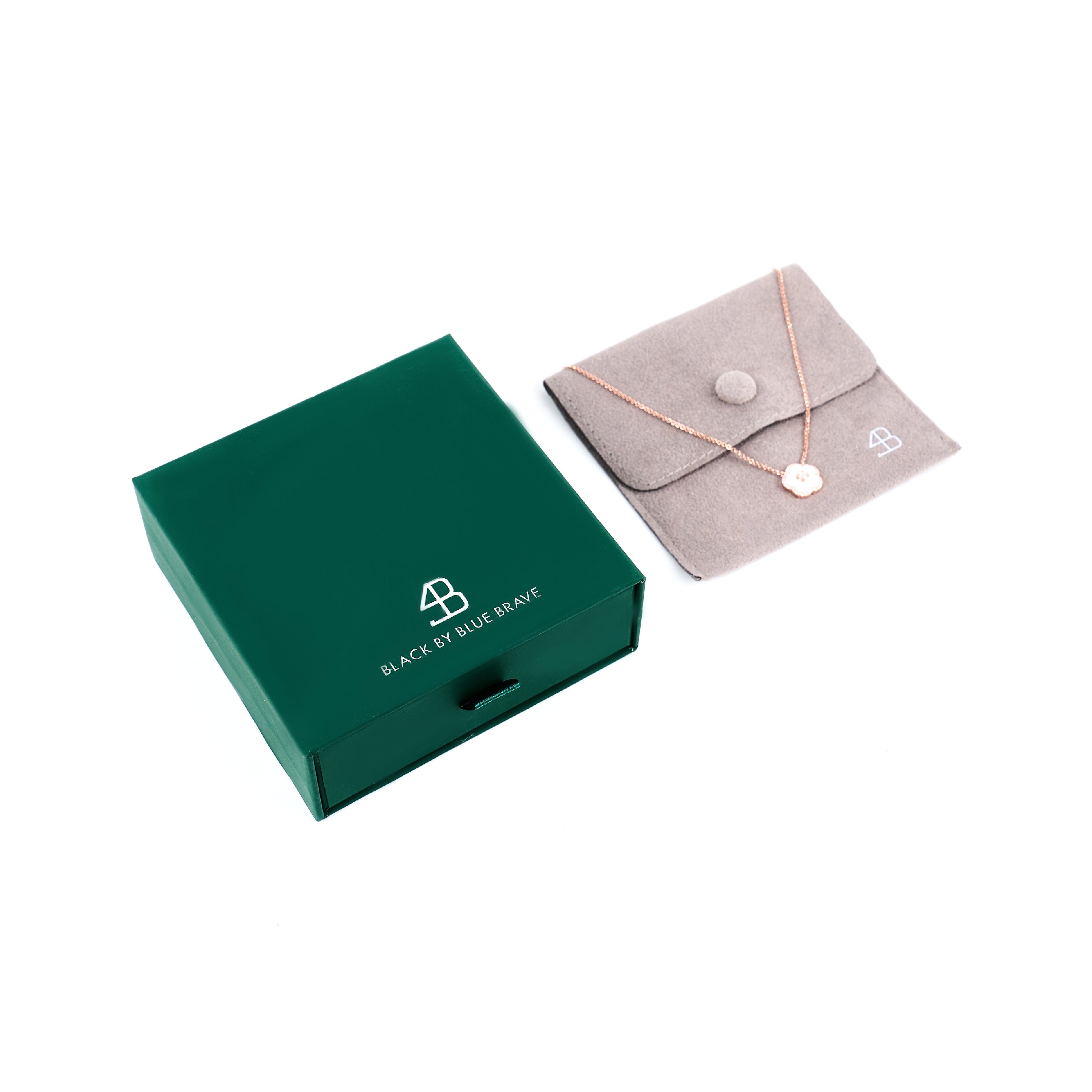 Cherry Blossom Ceramic Pink Ceramic Flower Rose Gold Adjustable Necklace 18K Rose Gold Plated - 4B4314 - Gift Box - Black By Blue Brave
