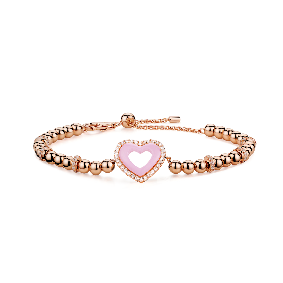 Love Heart Pink Ceramic Bracelet 