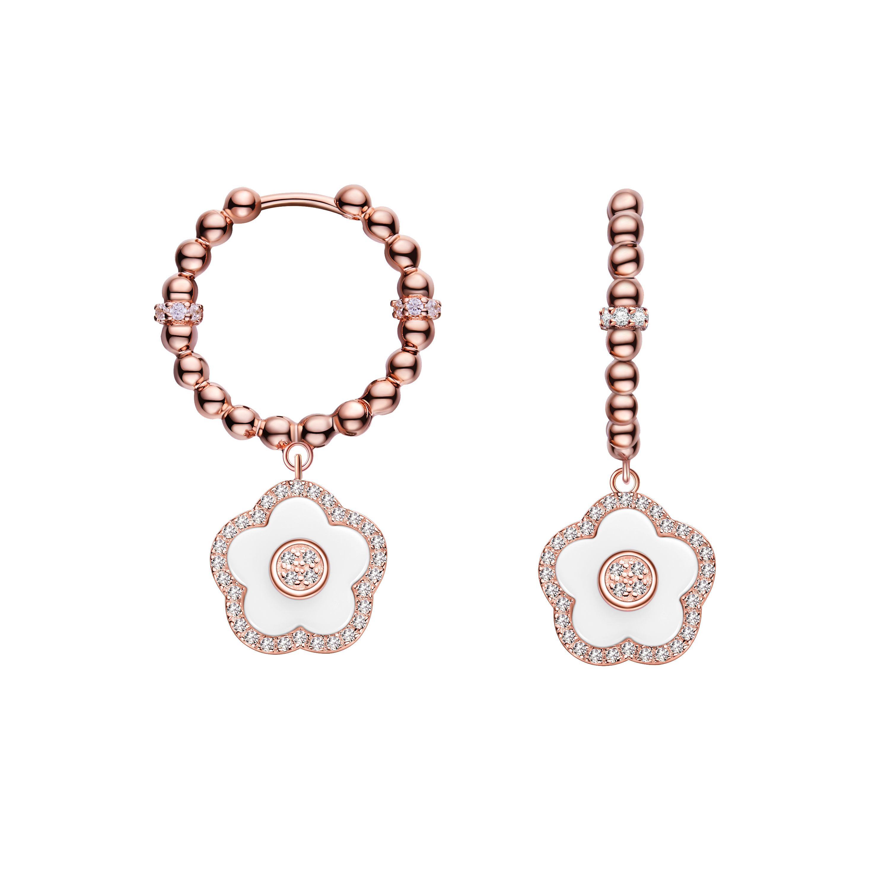 Jewelry Earrings-Cherry Blossom White Earrings