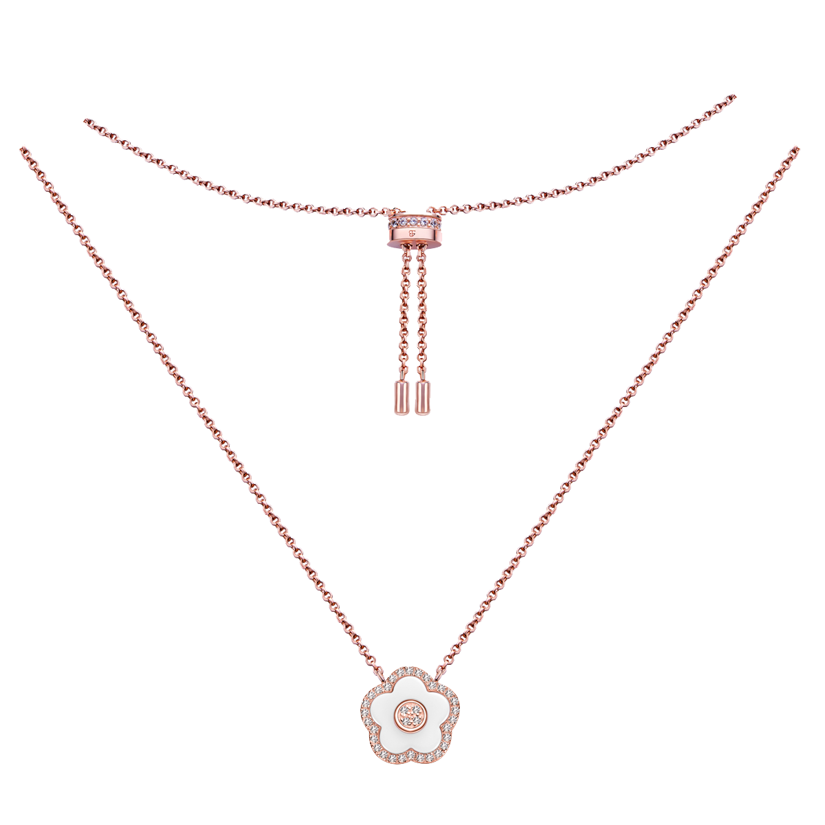 Jewelry Necklace-Cherry Blossom White Necklace