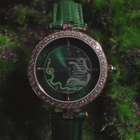 Women's Watches-Green Snake Watch-Leather Strap Watch