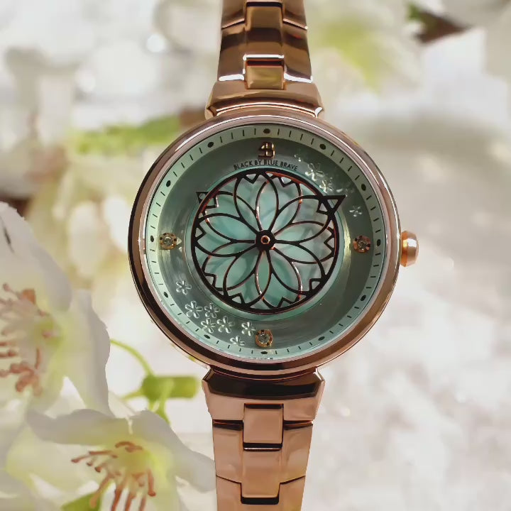 Women's Watches-Blue Cherry Blossom Watch-Bracelet Watch